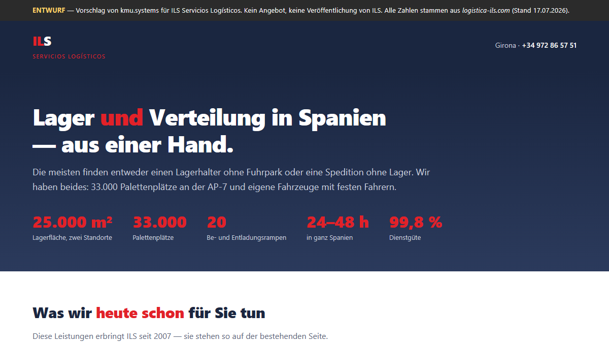 Entwurf Ihrer Seite: 25.000 m², 33.000 Palettenplätze, 20 Rampen, 99,8 % Dienstgüte